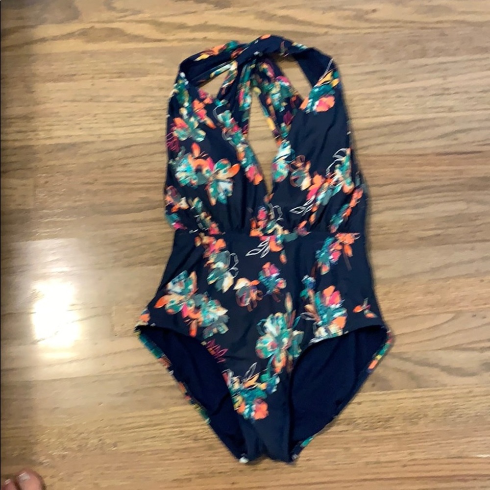 Plunge One Piece Swimsuit - Sea Angel Blue Floral